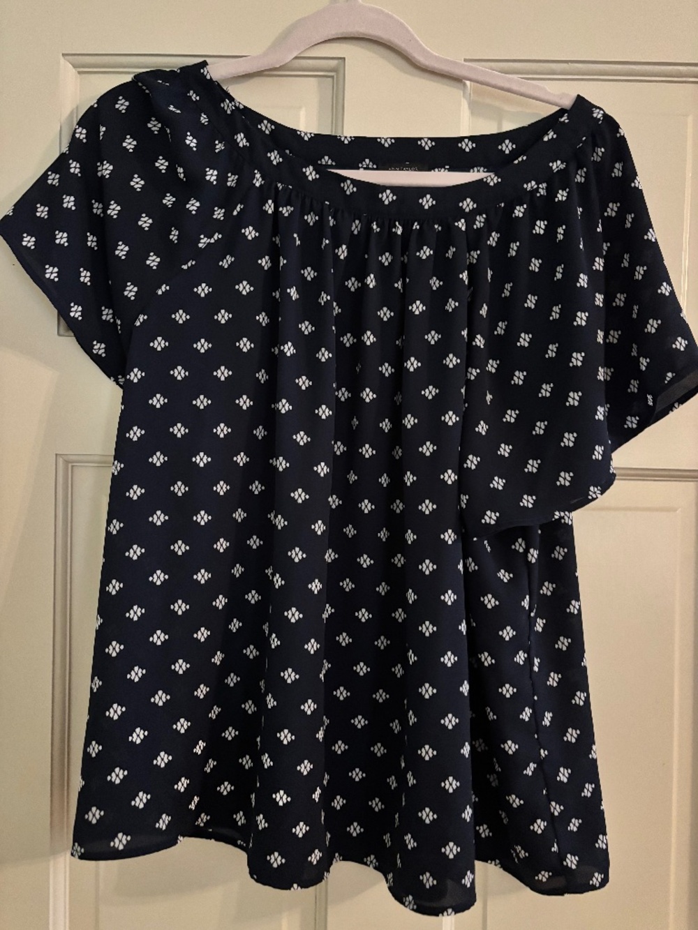 Loft Navy Blue short sleeve top Size Large